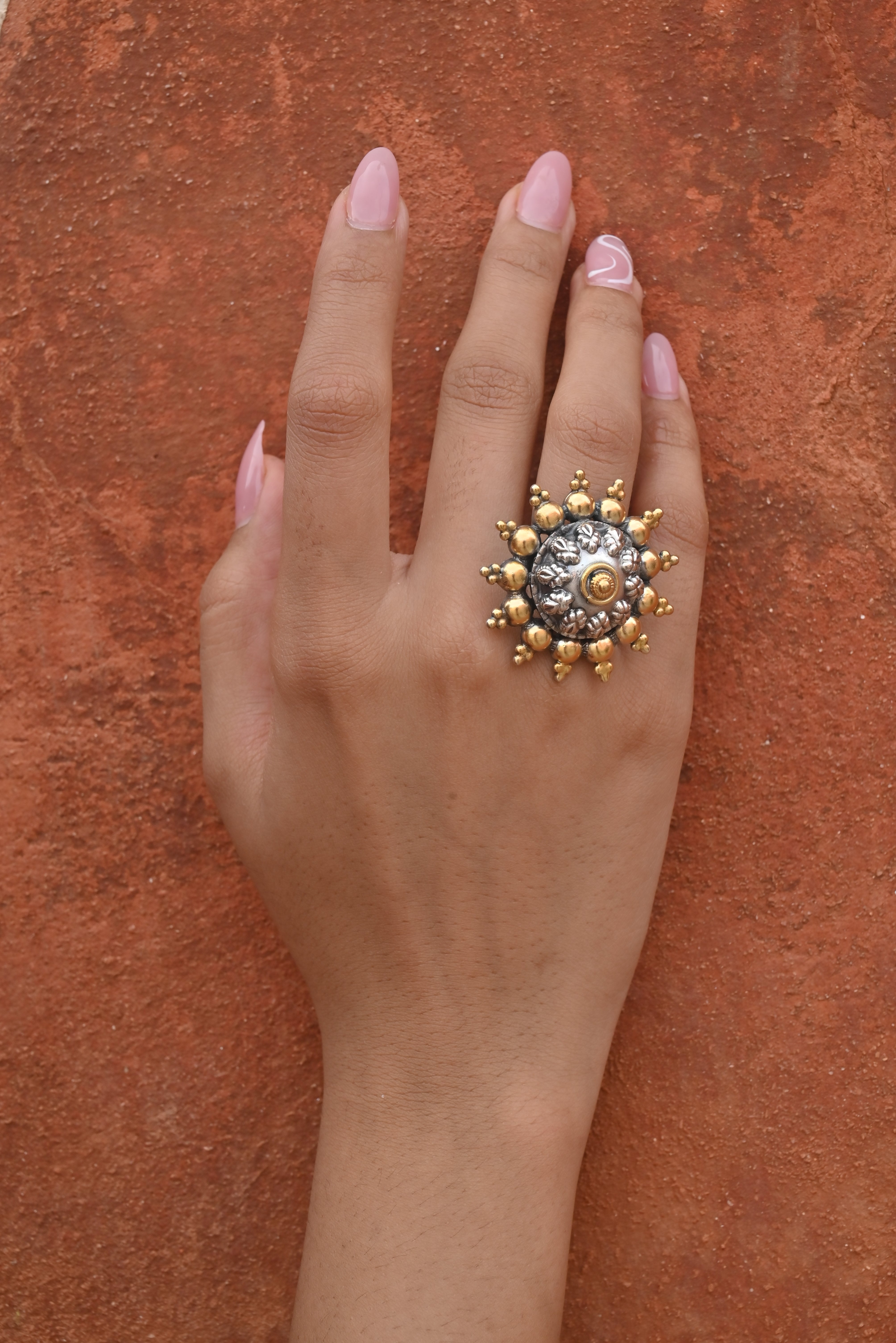 Silver  Surya Chakra Ring